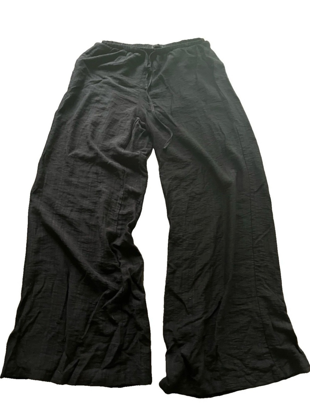 Emerson Lang Wide-Leg Black Drawstring Pants XS Elastic Waist